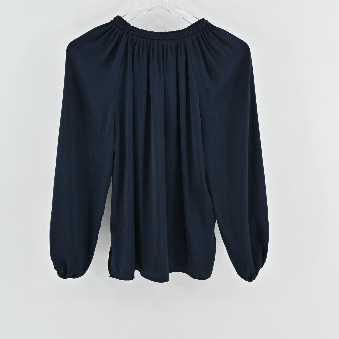 KOBI HALPERIN Womens Caprice Tie Neck Blouse Sz XS Navy Romantic Long Sleeve Top