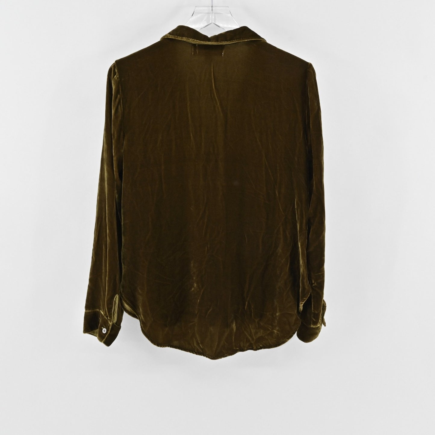 Cloth Stone Womens Green Velvet Top Size S Silk Boho Whimsigoth Button Up Blouse