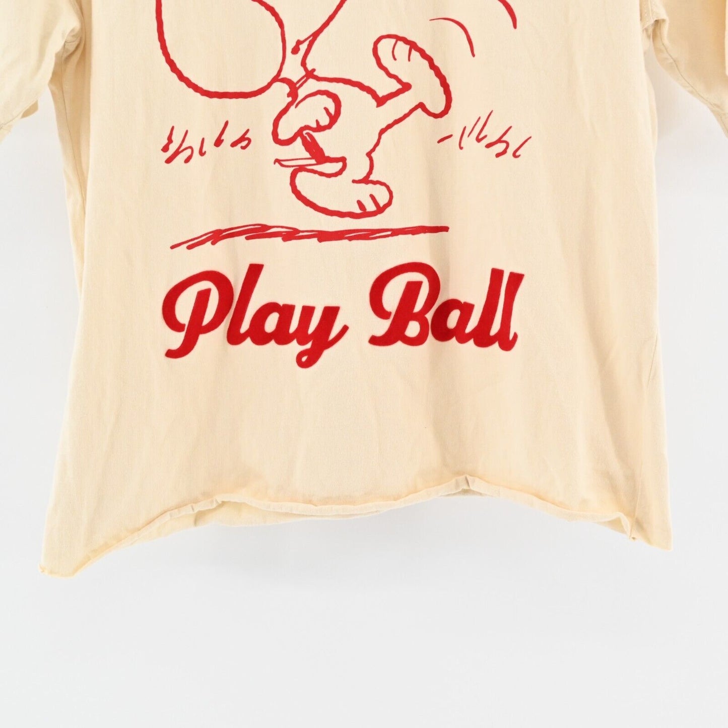 ZARA Top Womens Sz S Snoopy Peanuts Red Play Ball Graphic Tee Vanilla Football