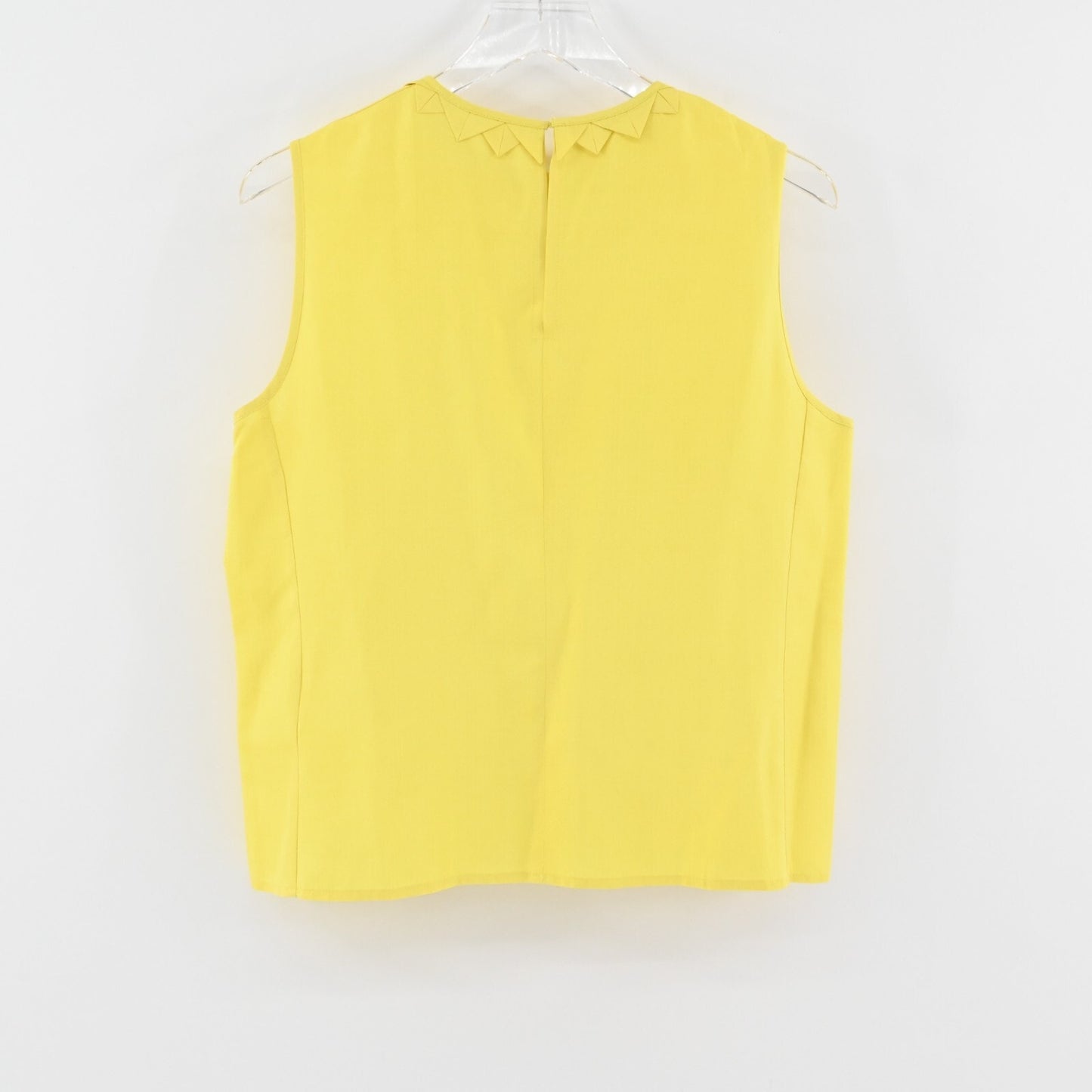 LOUIS FERAUD Womens Silk Top Size XL Yellow Sleeveless Casual Neck Detail Blouse