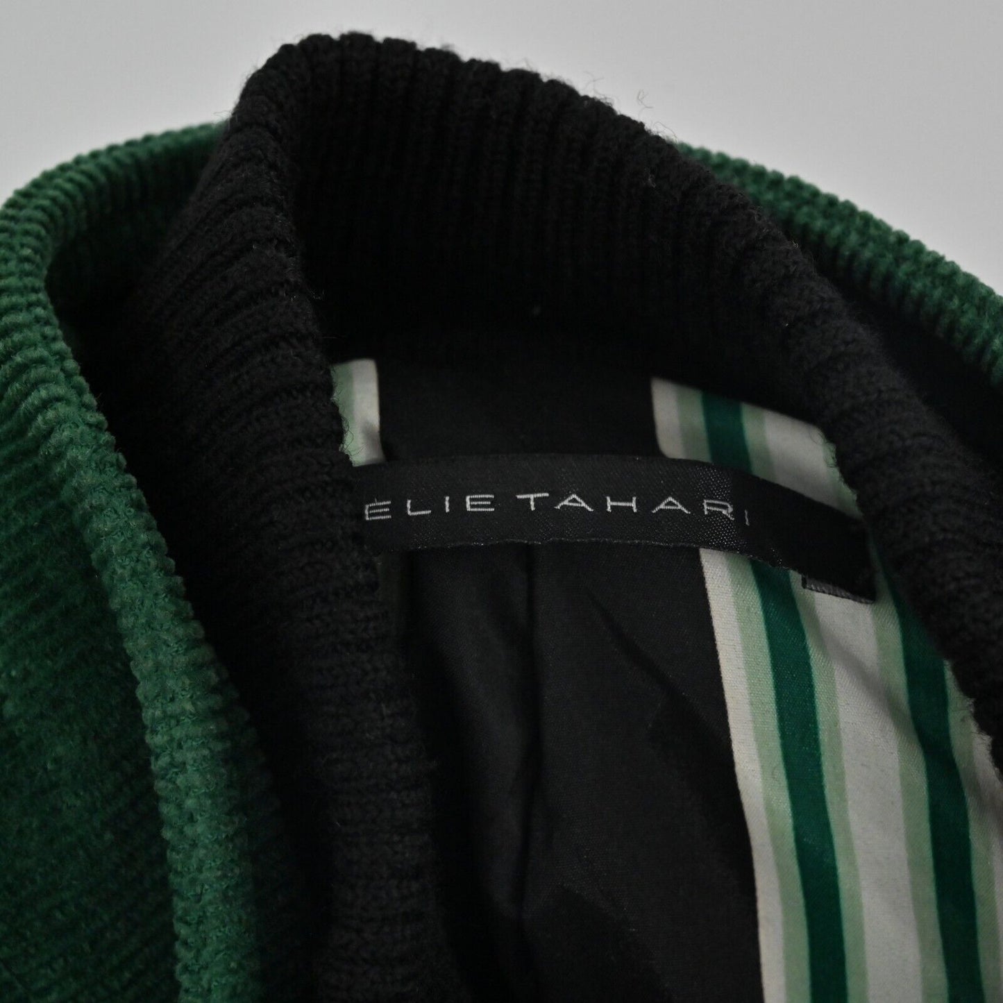 ELIE TAHARI Jacket Womens Sz S Green Corduroy Bomber Full Zip Button Front Retro