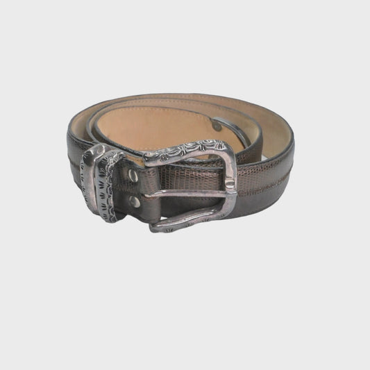 Vtg LEATHEROCK Womens Belt Size XL Brown Patchwork Snakeskin Genuine Leather USA