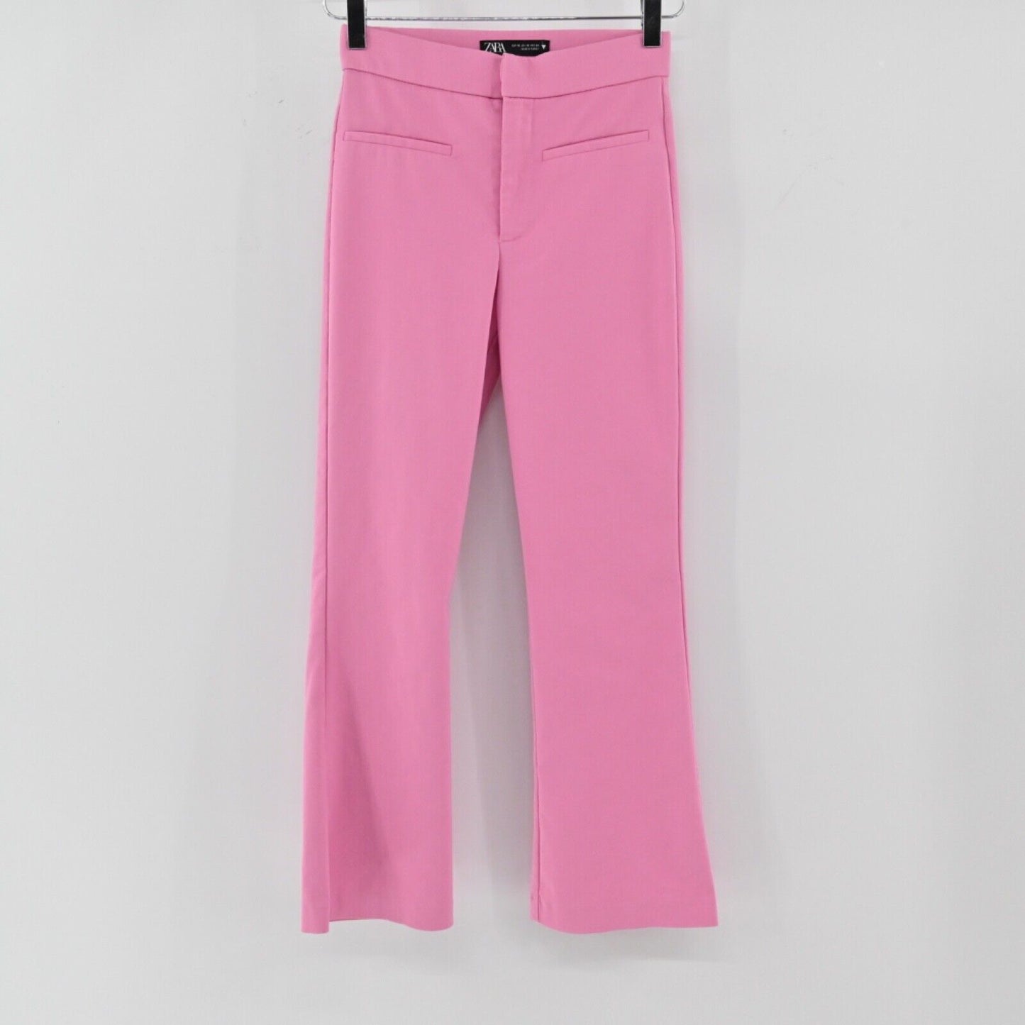 ZARA Pants Womens Sz XS Pink Flare Dress Mid Rise Retro Barbiecore Office Career