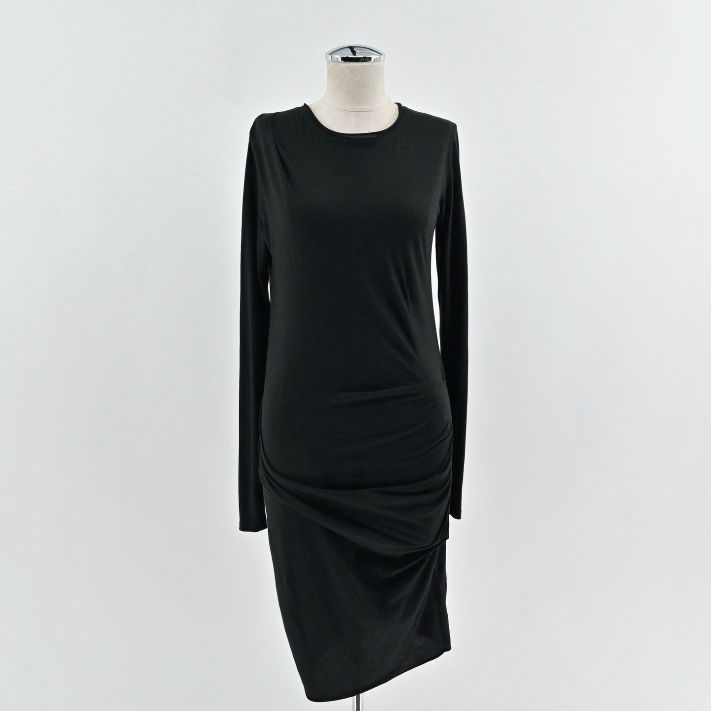 Rag & Bone Knit Dress Size XS Black Ruched Long Sleeve Bodycon Romantic Goth
