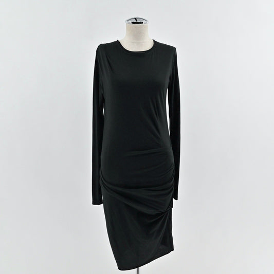 Rag & Bone Knit Dress Size XS Black Ruched Long Sleeve Bodycon Romantic Goth