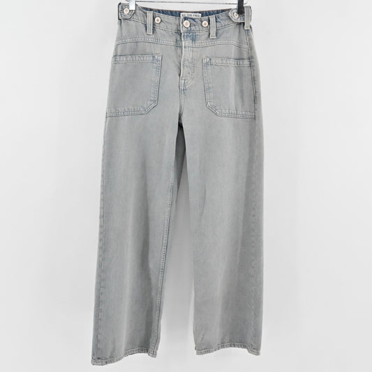 Free People Womens Palmer Cuffed Jeans Sz 24 Relaxed Fit Light Wash We The Free