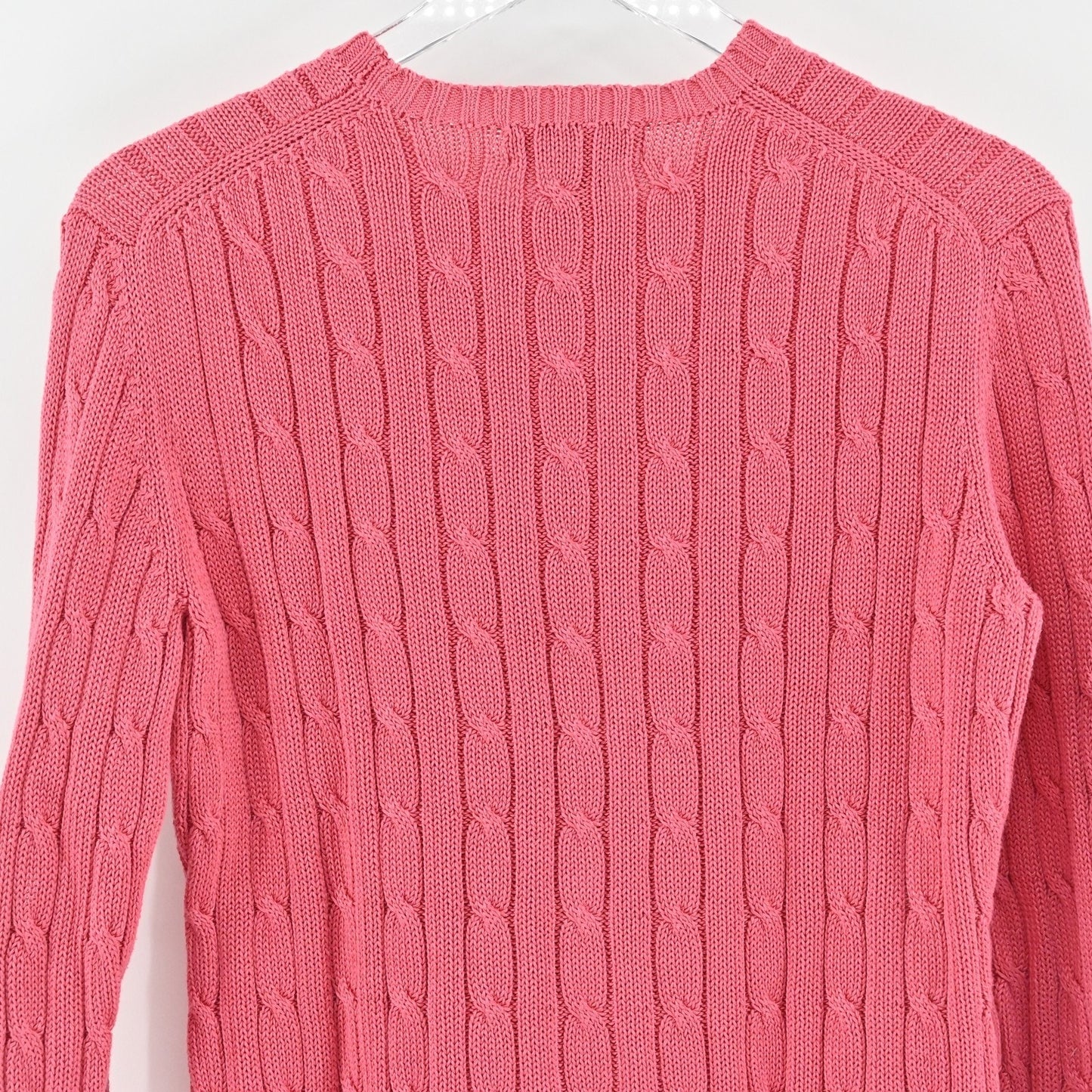 Brooks Brothers Womens Sweater Size M Pink Cable Knit Crewneck Pullover Classic