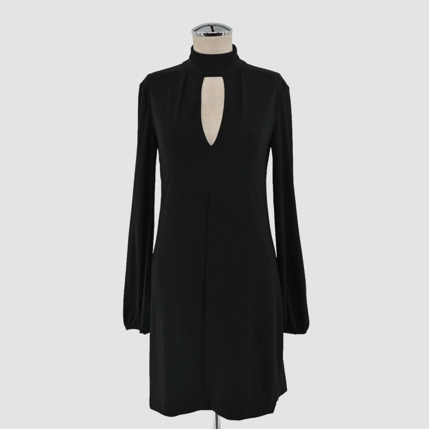 WHBM Mock Neck Knit Sheath Dress Size 2 Black Dark Romantic Whimsigoth Keyhole