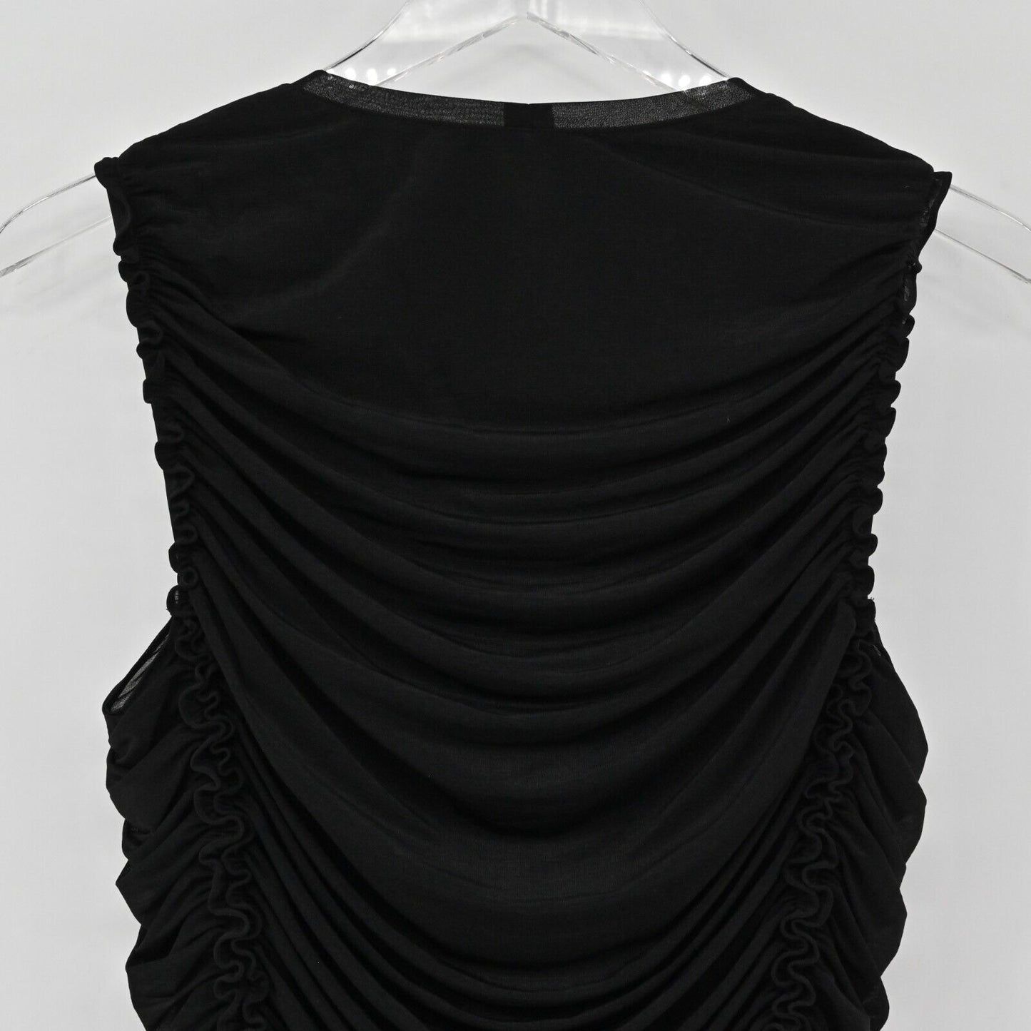 KOBI HALPERIN Top Womens Size M Sariyah Shirred Sleeveless Black Stretch Ruffled