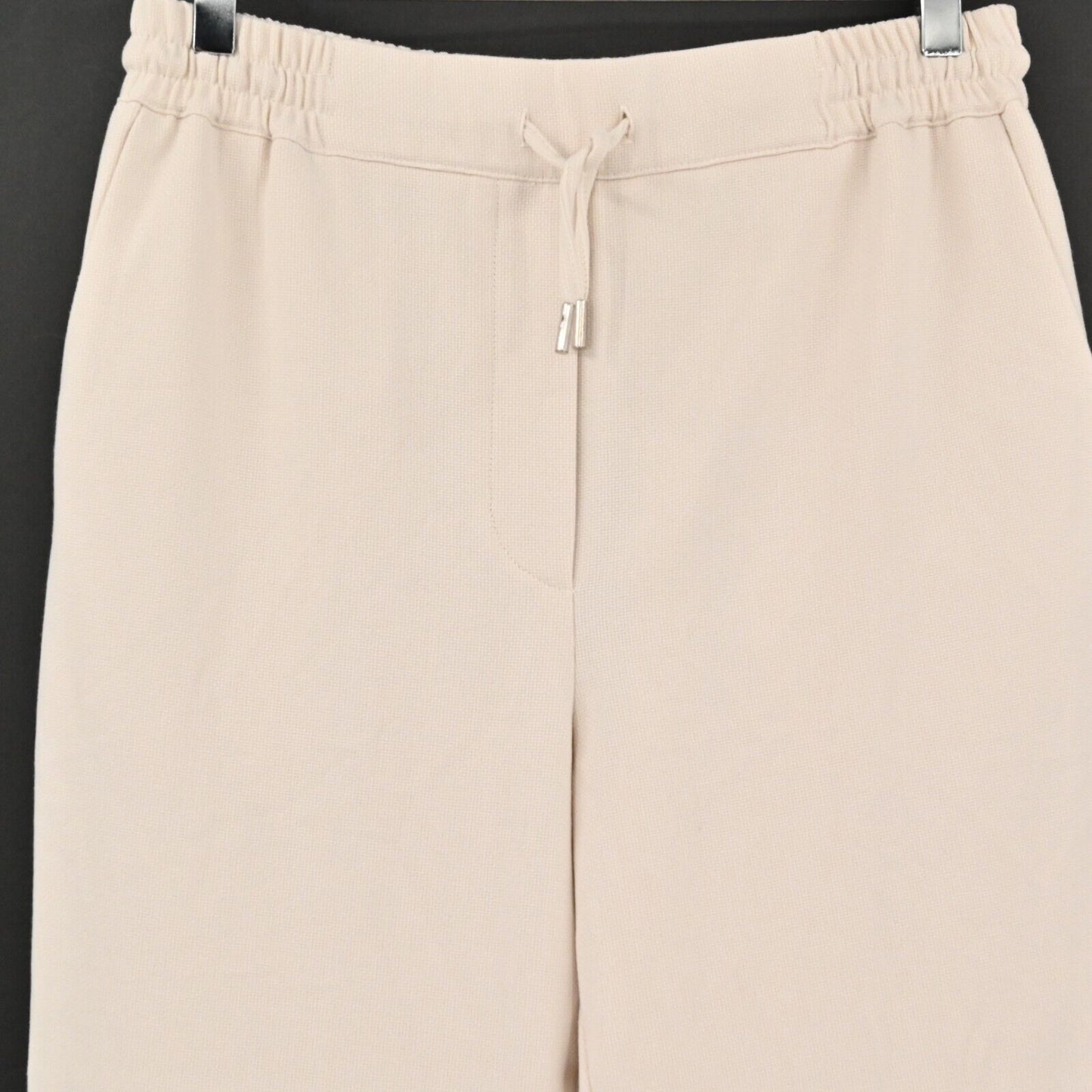 ZARA Pants Womens Sz Medium Ivory Pull On Drawstring Tapered Ankle High Waisted