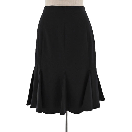 INC Skirt Womens Size 8 Black Mid Rise Knee Length Pleated Godet Trumpet Career
