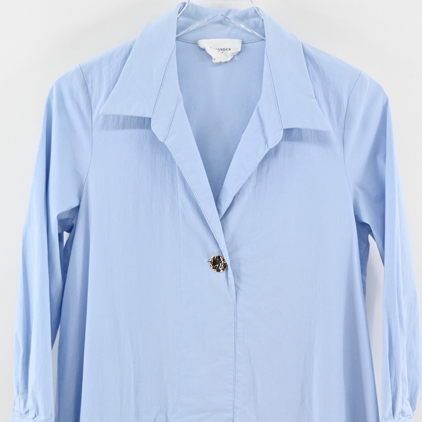 Tuckernuck Cleia Dress Size M Drop Waist Pomander Place Light Blue Swing Collar