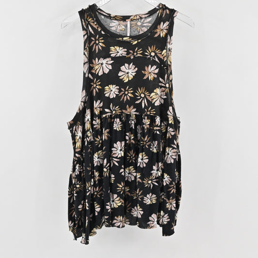 Free People Womens Madison Top Size XS Dark Floral Sleeveless Baby Doll Tiered