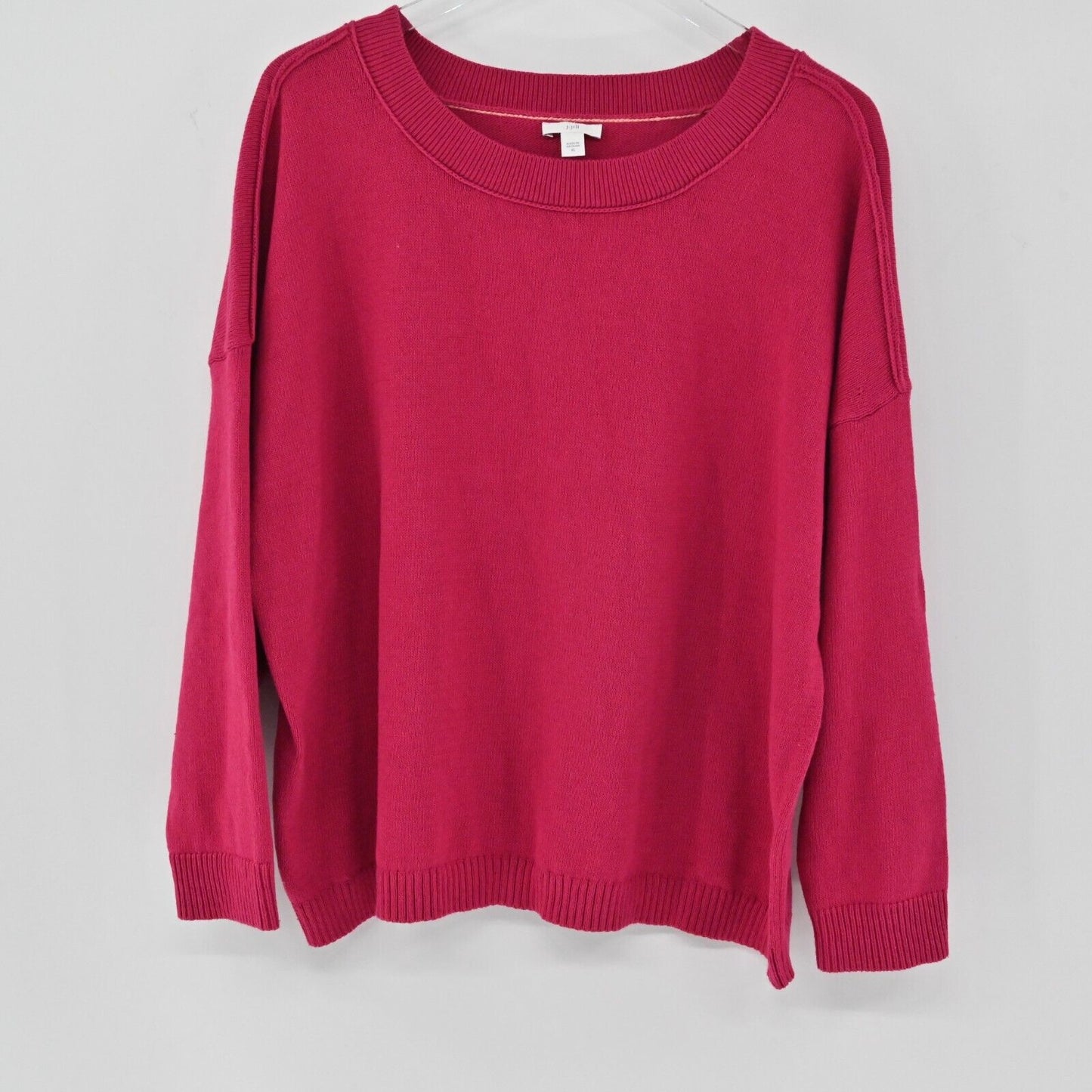 J JILL Sweater Womens Size XL Relaxed Easygoing Knit Orchid Flower Pink Pullover