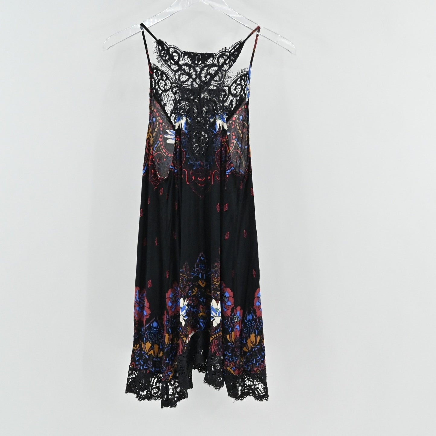 Free People Whos Sorry Now Slip Dress S Lace Trim Floral Print Mini Intimately