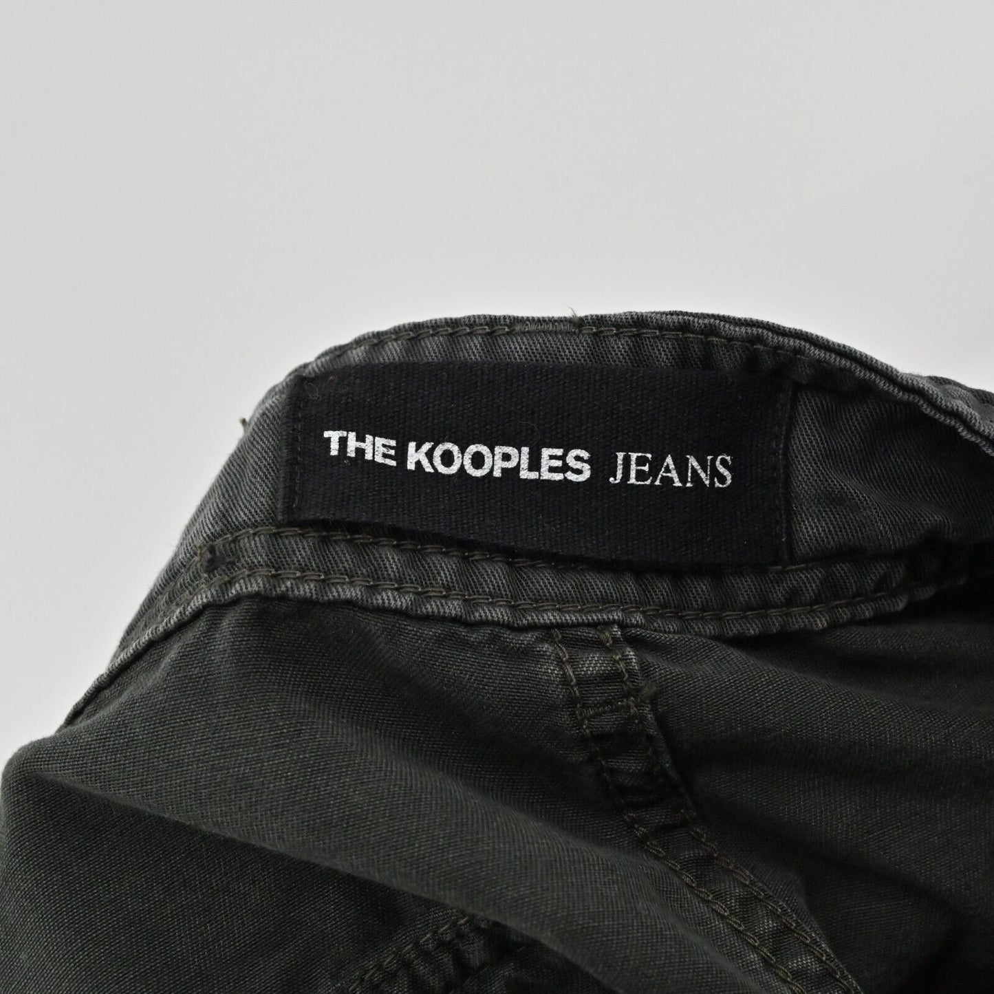 THE KOOPLES Jeans Womens Sz M Dark Olive Slim-Leg Cropped Utility Pants Pockets