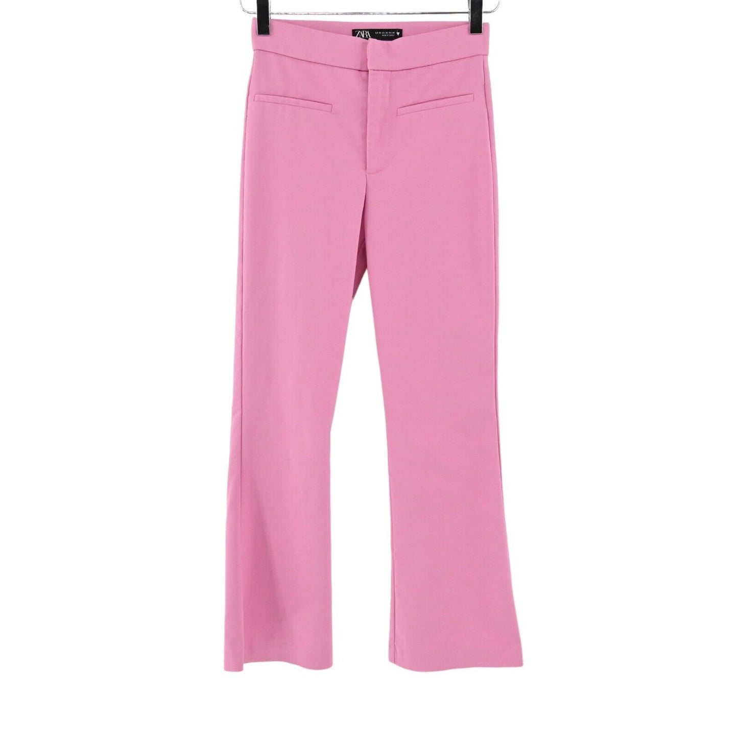 ZARA Pants Womens Sz XS Pink Flare Dress Mid Rise Retro Barbiecore Office Career