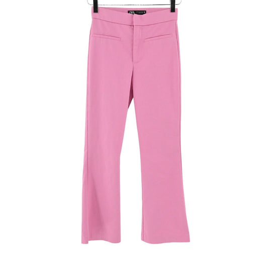 ZARA Pants Womens Sz XS Pink Flare Dress Mid Rise Retro Barbiecore Office Career