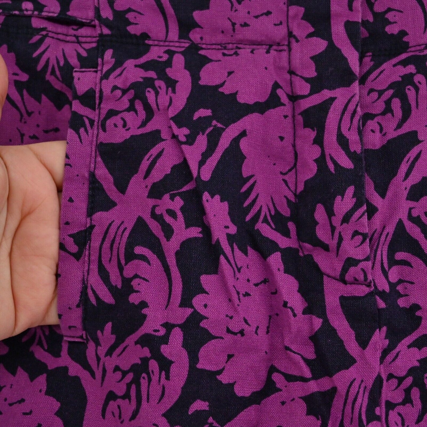 TORY BURCH Shorts Womens Size 0 Cotton Linen Blend Purple Navy Floral Print