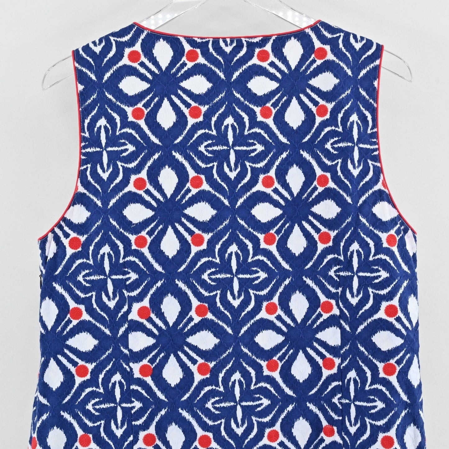 Vineyard Vines Whale Tail Tile Dress Size 14 Sleeveless Blue Red Floral Ikat