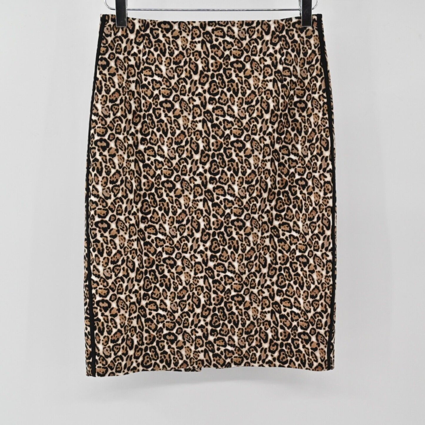 WHBM Skirt Womens Sz 2 Leopard Animal Print Cotton Blend Pencil Mob Wife Office