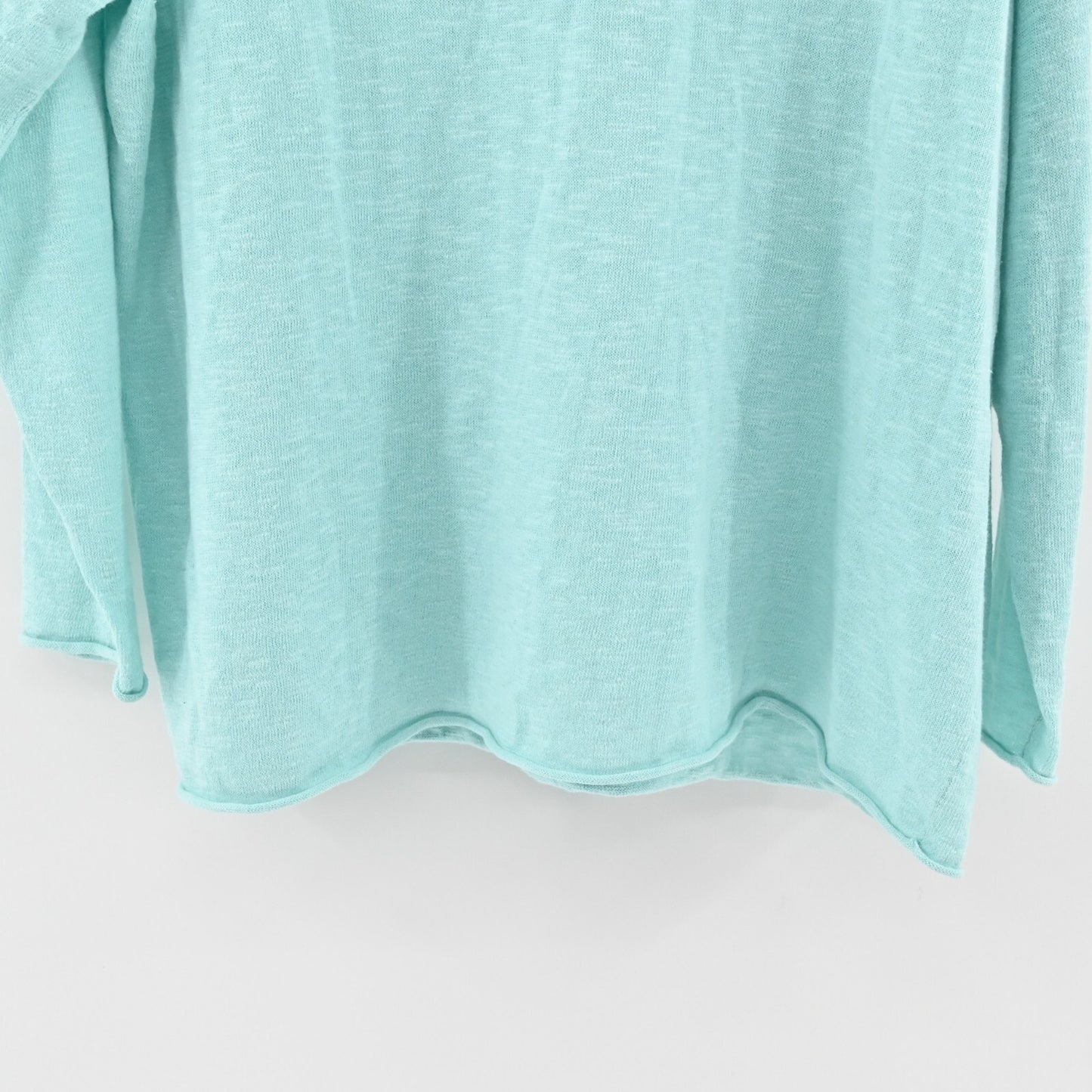 EILEEN FISHER WomensSlubby Sweater Sz L VNeck Long Sleeve Aqua Blue Green Top