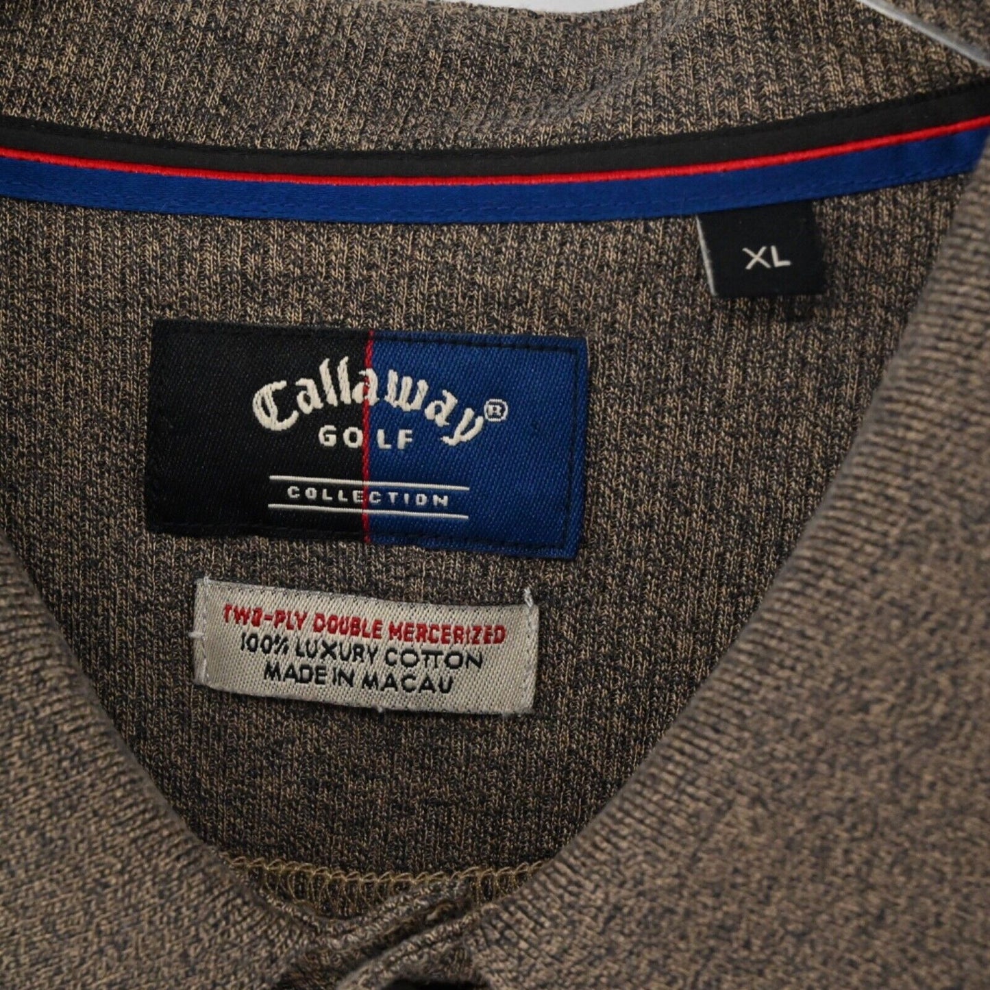 Vtg CALLAWAY Polo Mens Sz XL Brown 100% Cotton Golf Collection Short Sleeve 90s