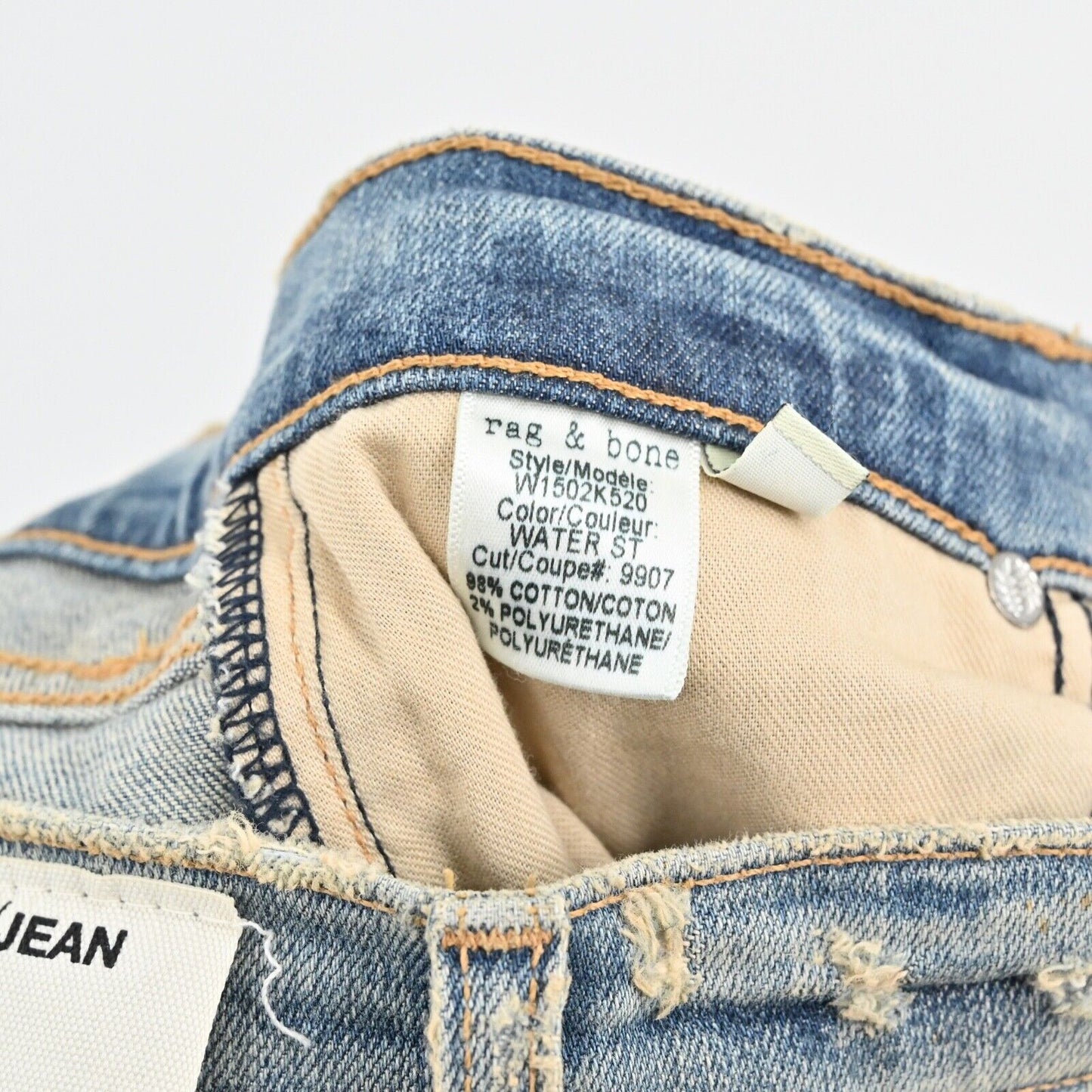 RAG BONE Jeans Womens Size 26 Light Wash Distressed Water Street Low Rise Skinny