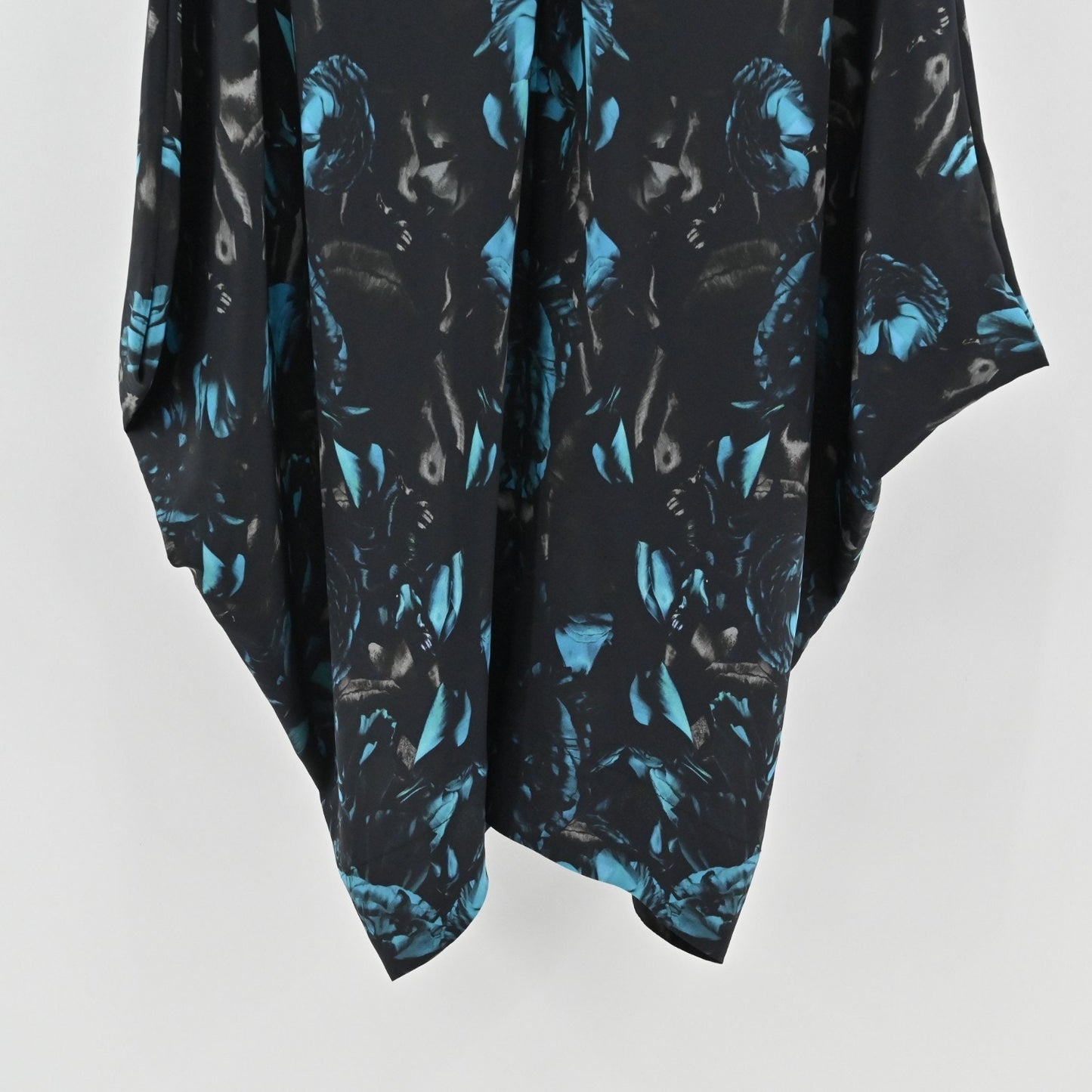 Allsaints Opium Oriana Dress Size 4 Blue Black Abstract Print Asymmetric Mini