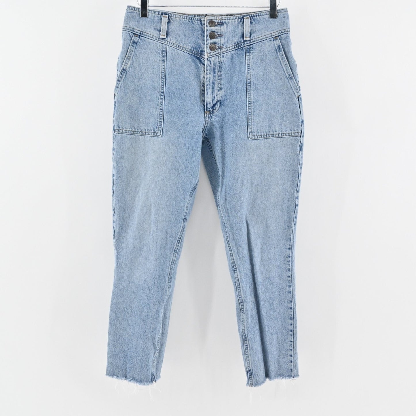 ABERCROMBIE FITCH Womens Retro Mom Jeans Size 6 Blue Denim High Rise Raw Hem