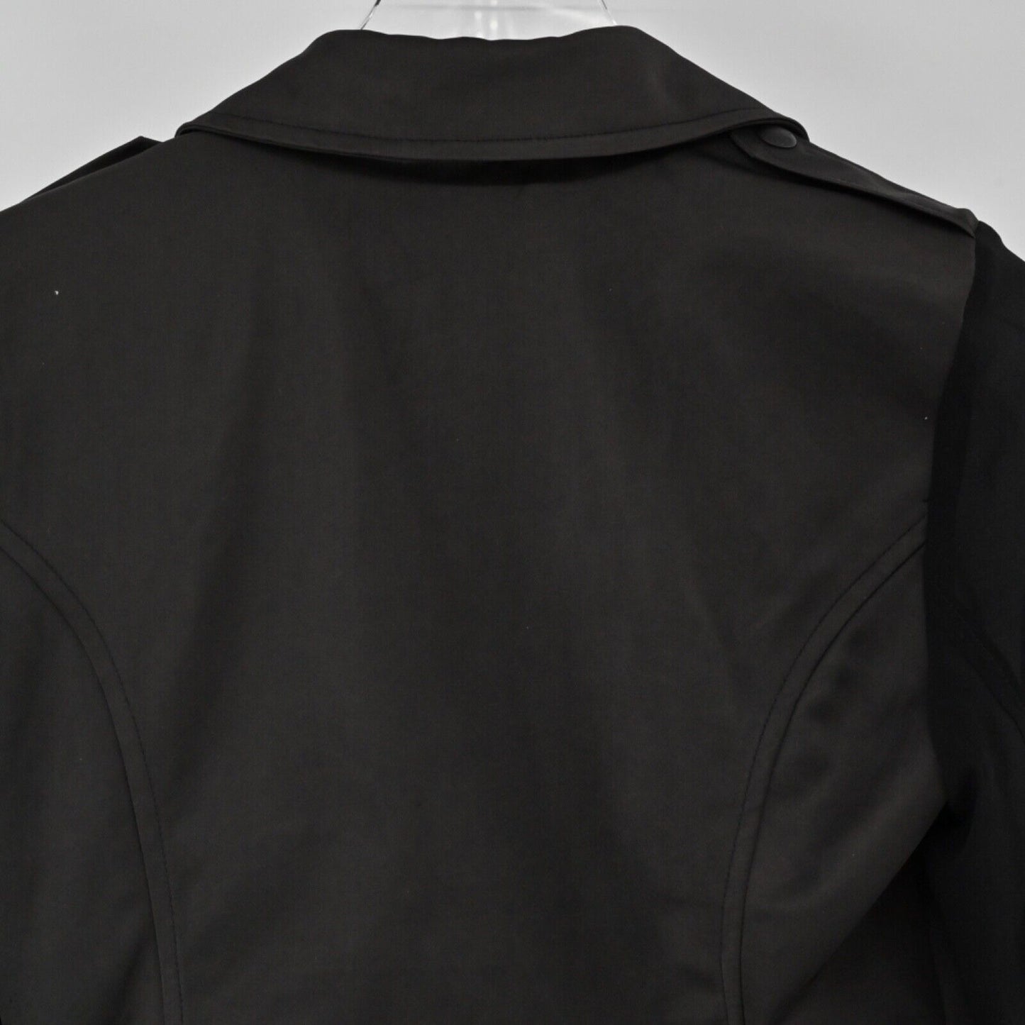 GUESS Jacket Womens Sz S Black Asymmetric Full Zip Sheer Sleeve Crop Moto Grunge