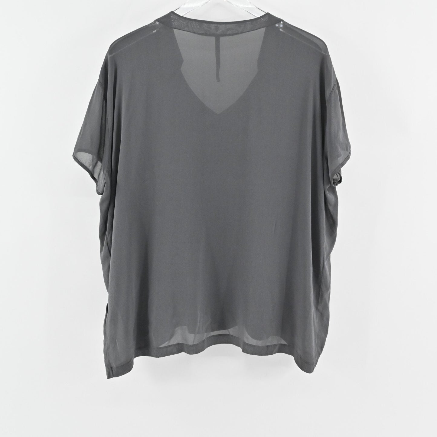 TRANSIT PAR SUCH Top Womens Size 2/S Gray Silk Combo VNeck Oversized Lagenlook