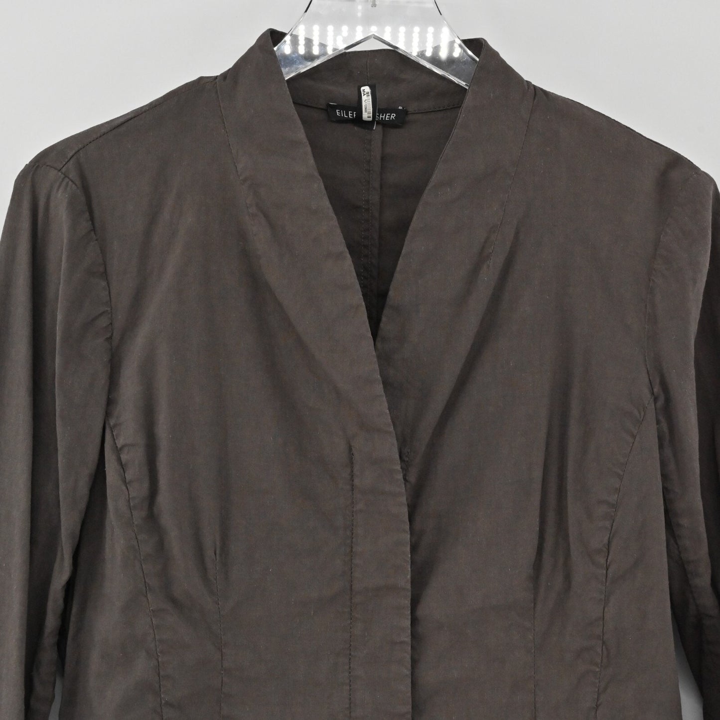 EILEEN FISHER Jacket Womens Size S Gray Linen Blend Full Zip Minimalist Career