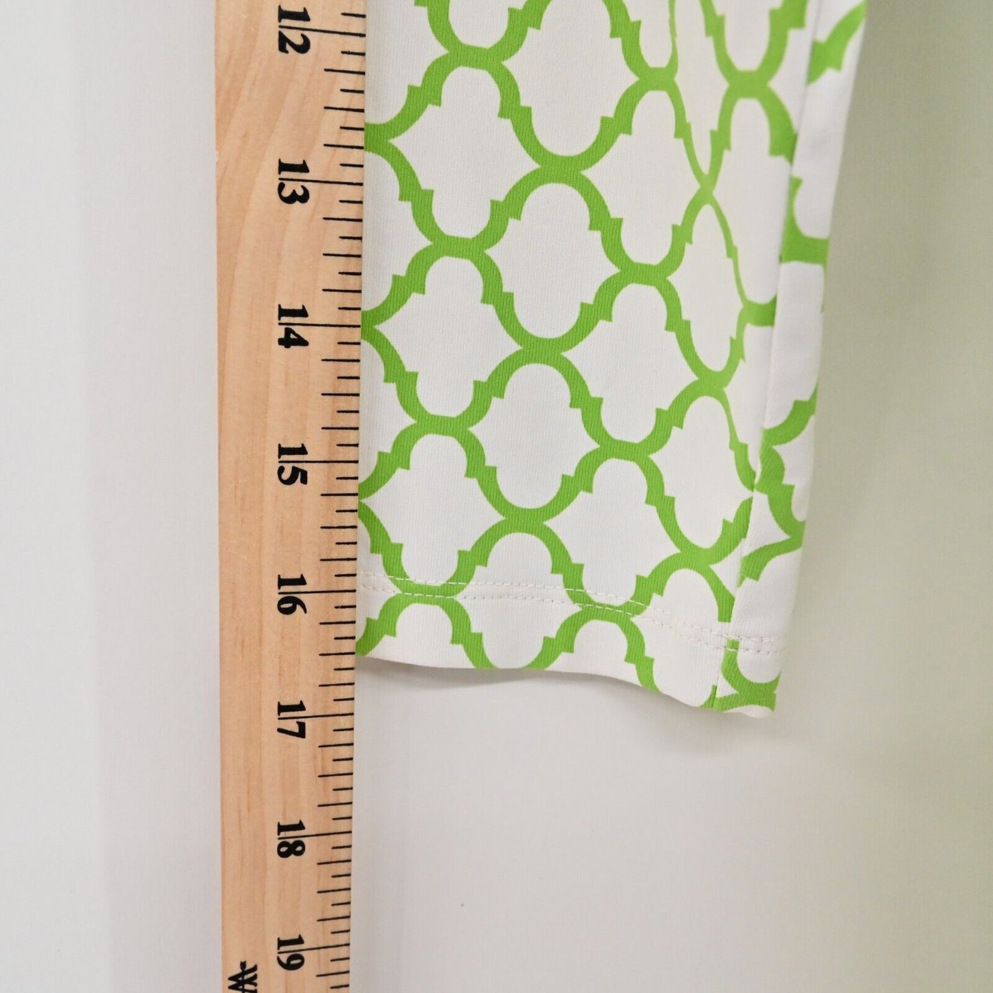 J MCLAUGHLIN Dress Size M Catalina Cloth Green White Faux Wrap Trellis Print