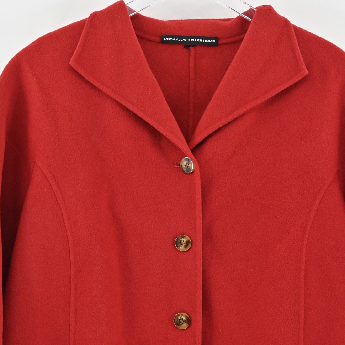 LINDA ALLARD ELLEN TRACY Womens Wool Jacket Size XXL Red Button Front Classic