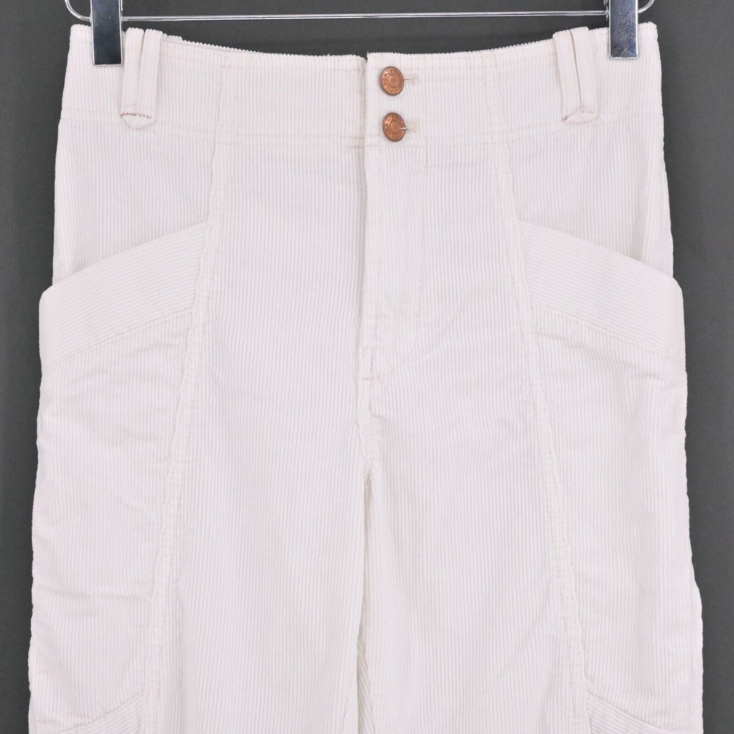 ANTHROPOLOGIE Pants Womens Size 25 Pilcro White Corduroy Slim Pocket Zip Ankle