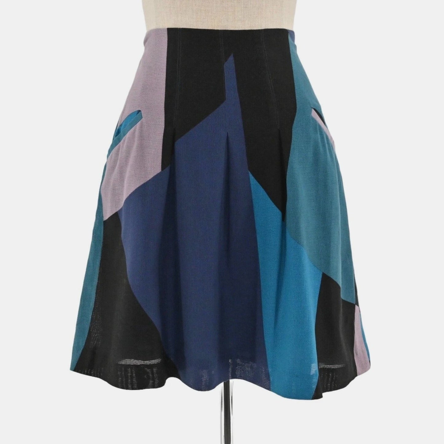 PIAZZA SEMPIONE Womens Skirt IT 40 US 4 Color Block Cotton Lined Italy Designer
