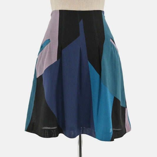 PIAZZA SEMPIONE Womens Skirt IT 40 US 4 Color Block Cotton Lined Italy Designer