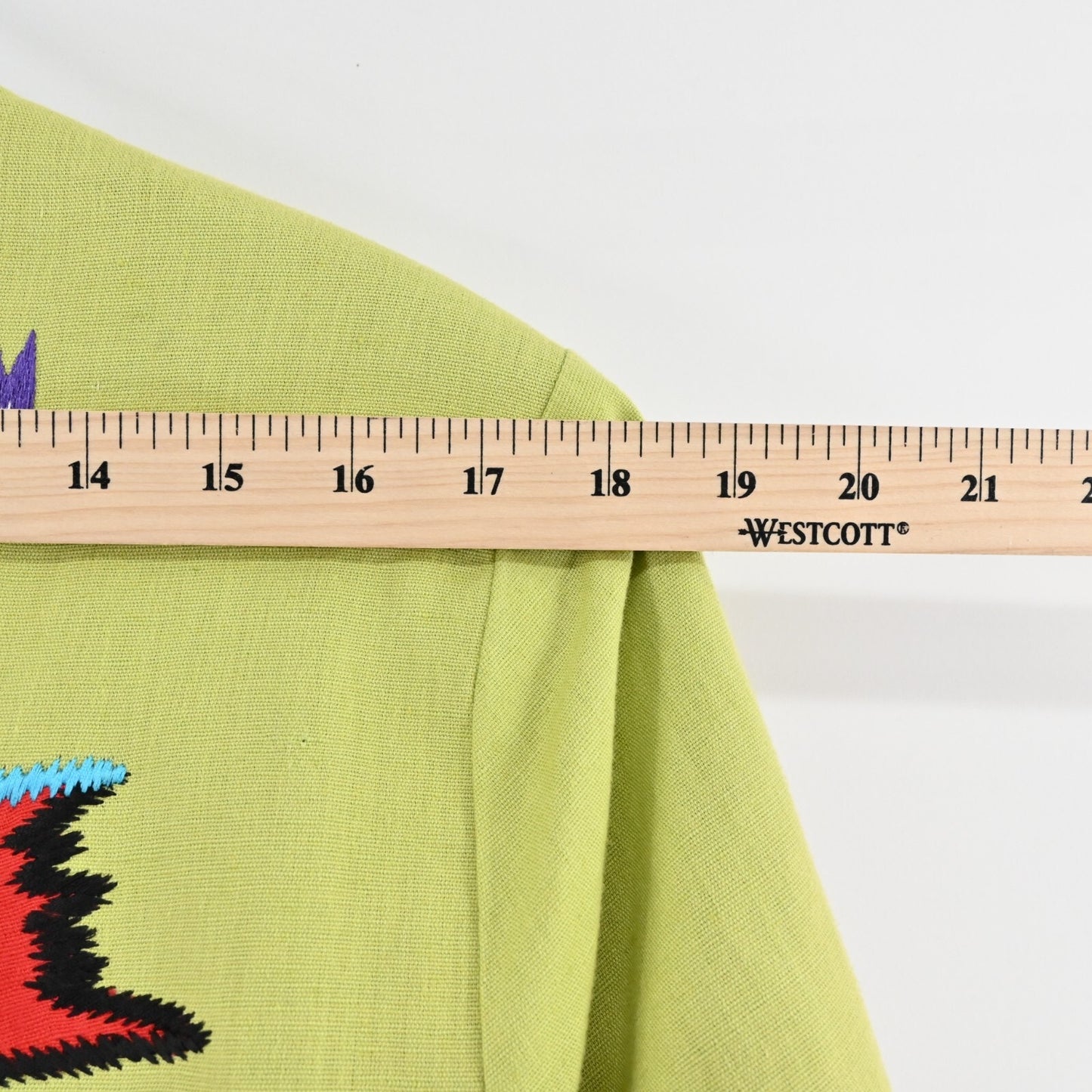 Vtg ALEX KIM Womens Embroidered Jacket Size L Green Floral Toggle Linen Art Wear