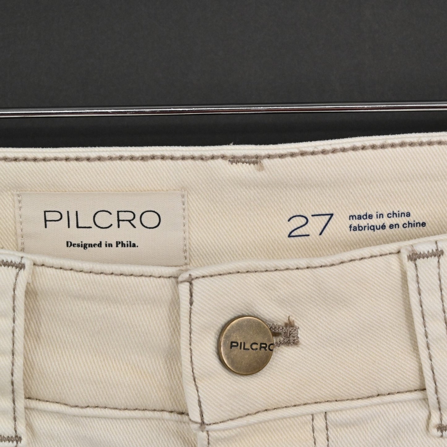 ANTHROPOLOGIE Jeans Womens Size 27 Pilcro The Icon Flare High Rise Ivory Denim