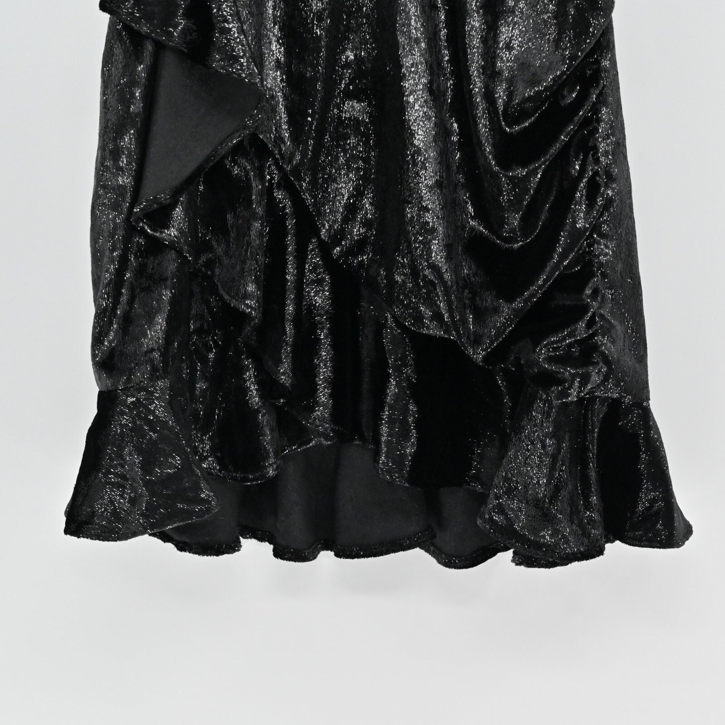 NBD Dress Size M Revolve Serenade Black Metallic Mini Ruffle Velvet Shimmer NEW