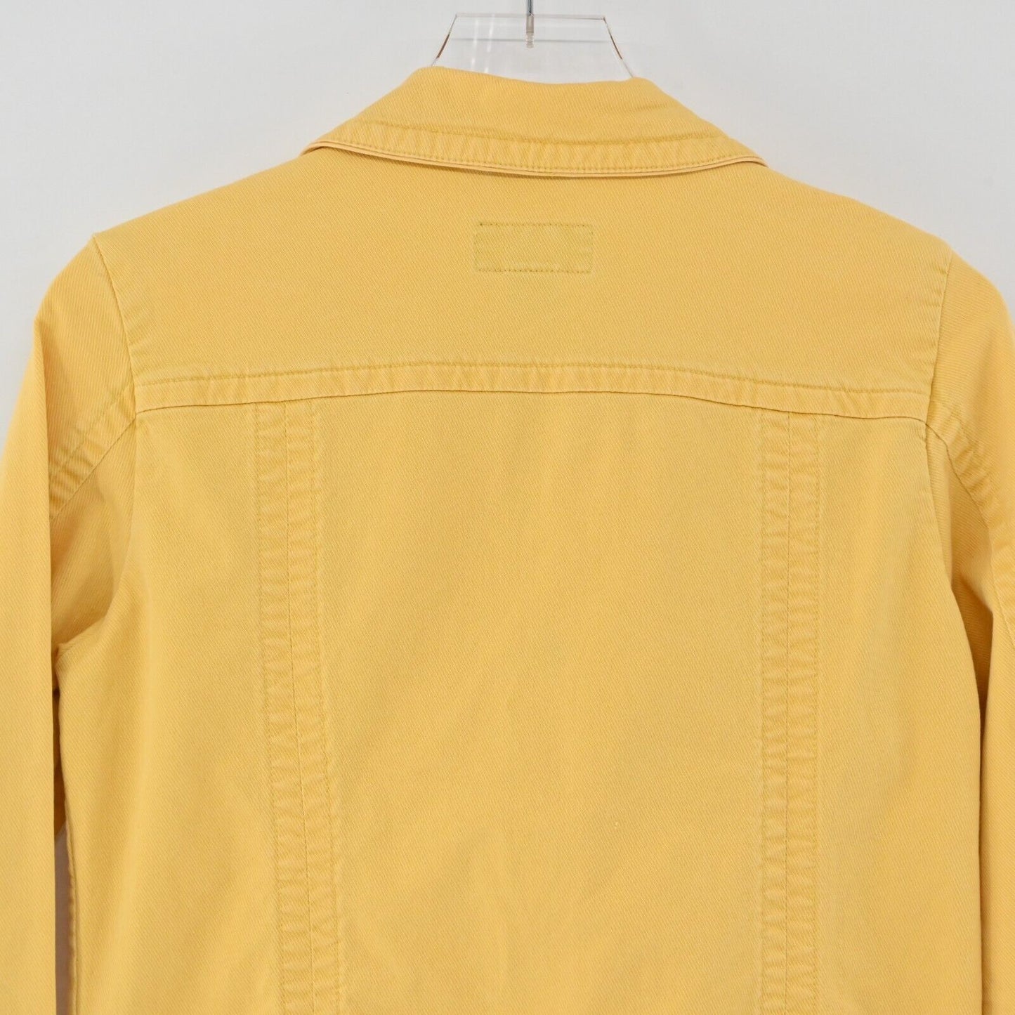 Vtg AMERICAN EAGLE Jean Jacket Womens Size M Yellow Denim Zip Up Pockets Y2k