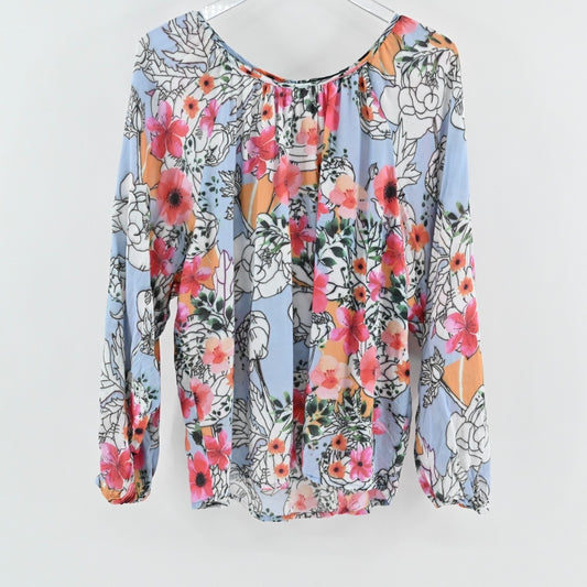 Tolani Collection Womens Floral Top Size S Balloon Sleeve Peasant Blouse India