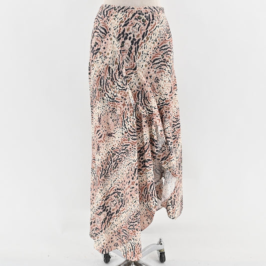ALLSAINTS Skirt Size 4 Raya Arietta Animal Print Multi Ruffled Asymmetric Hem
