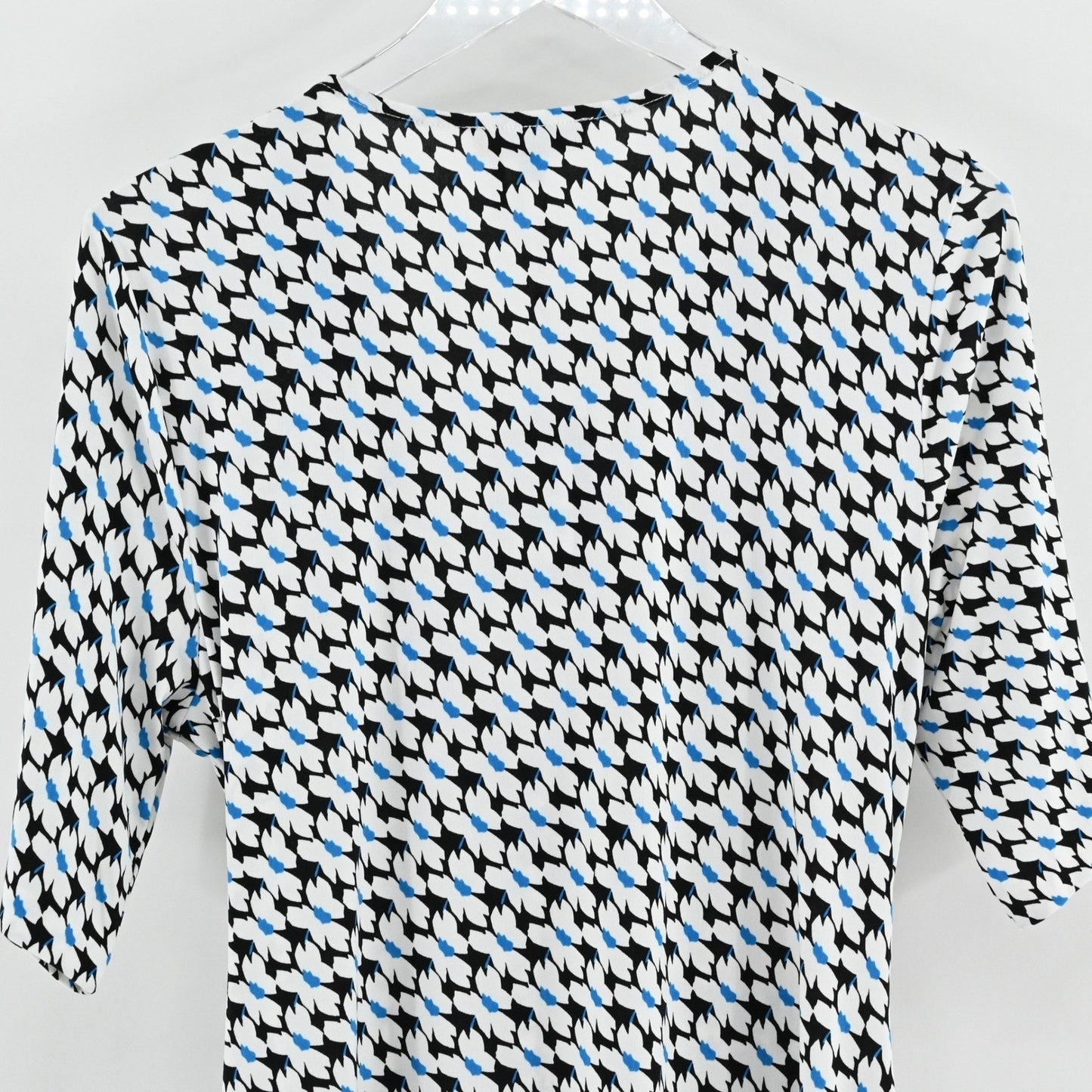 DKNY Faux Wrap Dress Size L Geometric Modern Artistic Flattering Sophisticated