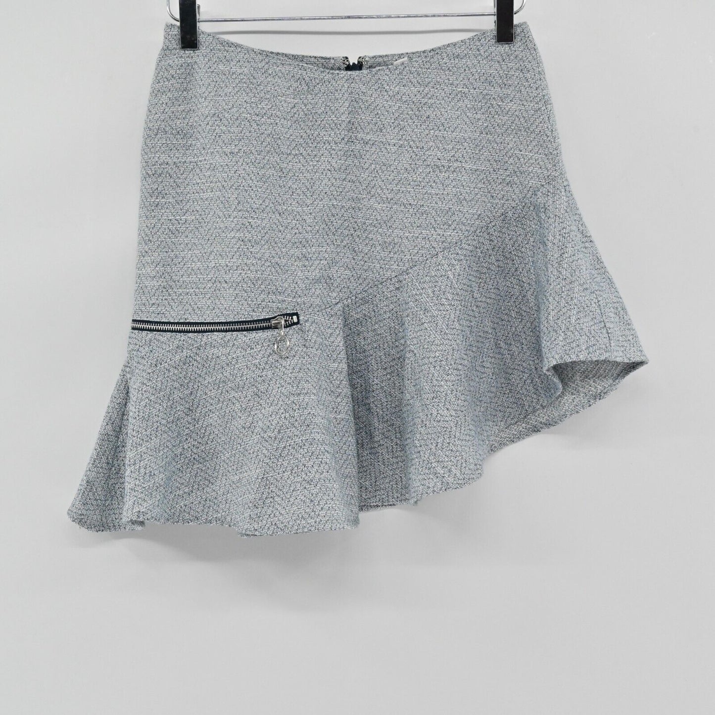 CHELSEA and WALKER Skirt Womens Size 4 Asymmetric Zipper Detail Tweed Mini
