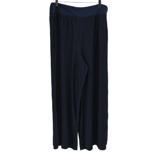 ANTHROPOLOGIE Pants Womens Size M Navy Blue Pleat Wide Leg Pull On Trousers Boho