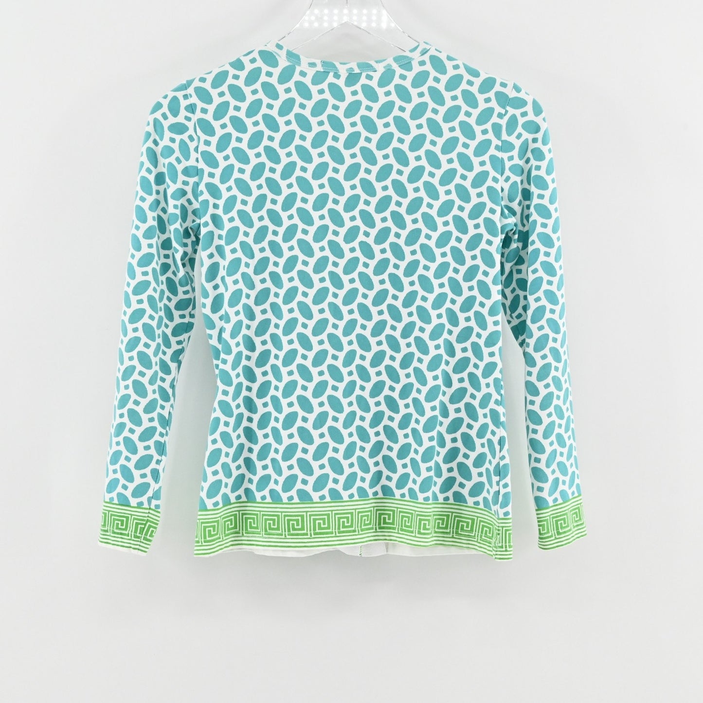 Barbara Gerwit Womens Cardigan Size XS Blue Green Coastal Preppy Cotton Button