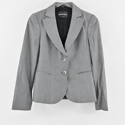 EMPORIO ARMANI Blazer Womens Size 40 Gray Single Breasted Button Front Jacket