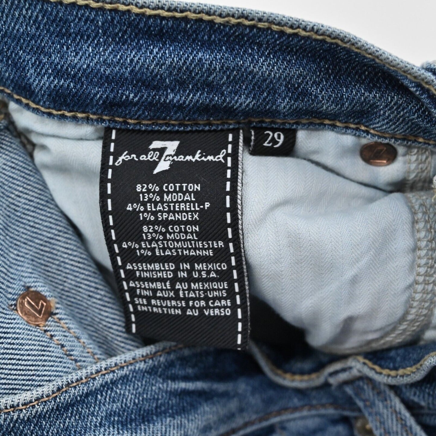 7FAM Jeans Womens Size 29 Luxe Vintage High Rise Slit Blue Denim Flare Raw Hem